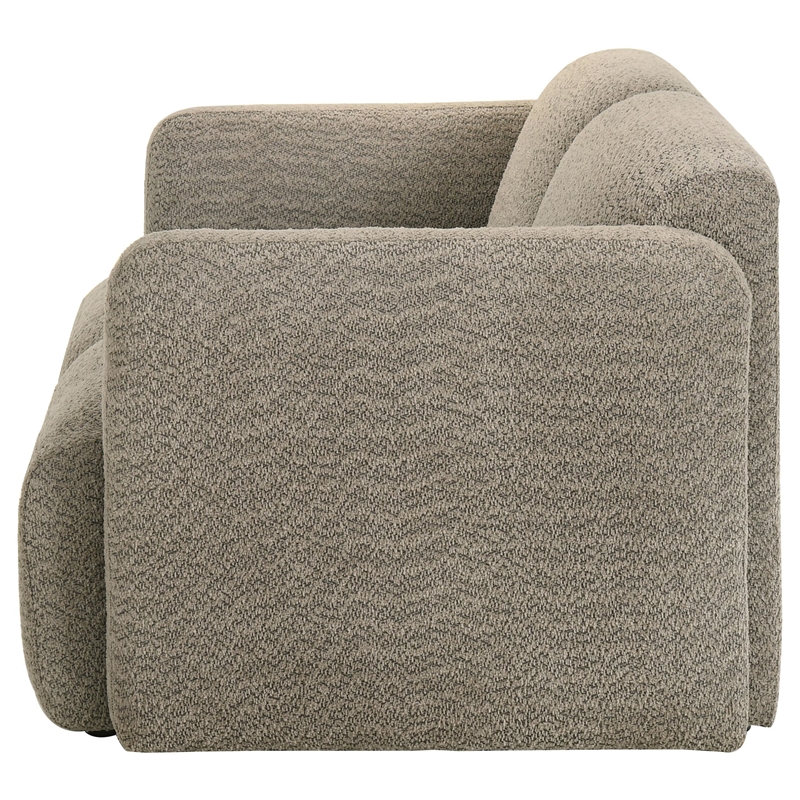 Pemberly Row Upholstered Fabric Round Track Arm Loveseat in Brown