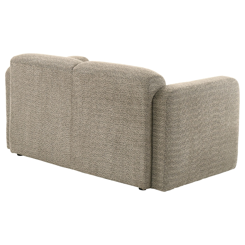 Pemberly Row Upholstered Fabric Round Track Arm Loveseat in Brown