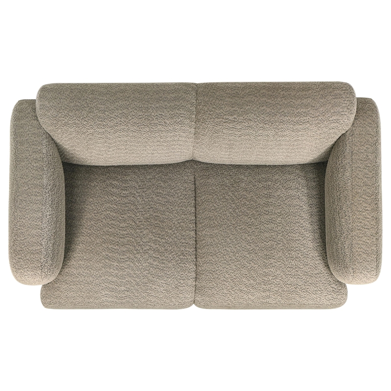 Pemberly Row Upholstered Fabric Round Track Arm Loveseat in Brown
