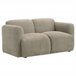 Pemberly Row Upholstered Fabric Round Track Arm Loveseat in Brown
