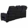 Pemberly Row Faux Leather Dual Power Reclining LED Sofa in Black