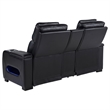Pemberly Row Faux Leather Dual Power Reclining LED Loveseat in Black