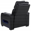 Pemberly Row Contemporary Faux Leather Dual Power LED Recliner in Black