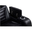 Pemberly Row 3-Piece Faux Leather Dual Power LED Sofa Set in Black