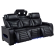 Pemberly Row 3-Piece Faux Leather Dual Power LED Sofa Set in Black