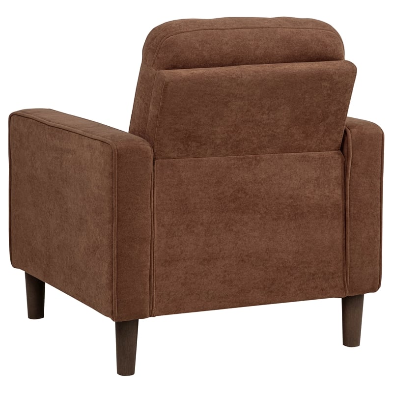 Pemberly Row Transitional Tufted Fabric Track Arm Accent Chair in Rust