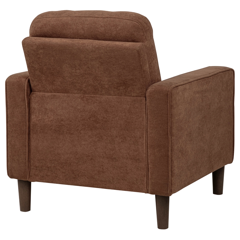 Pemberly Row Transitional Tufted Fabric Track Arm Accent Chair in Rust