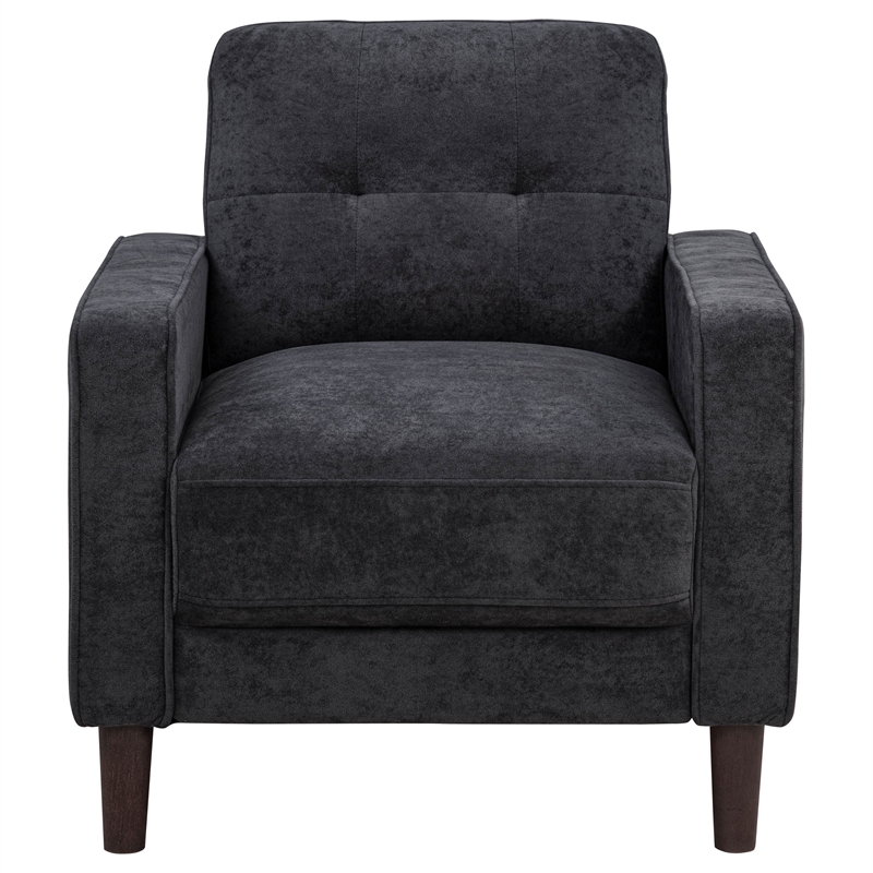 Pemberly Row Tufted Fabric Track Arm Accent Chair in Steel Gray