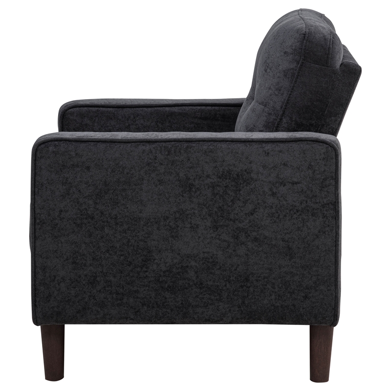 Pemberly Row Tufted Fabric Track Arm Accent Chair in Steel Gray