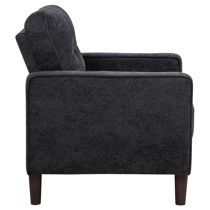 Pemberly Row Tufted Fabric Track Arm Accent Chair in Steel Gray