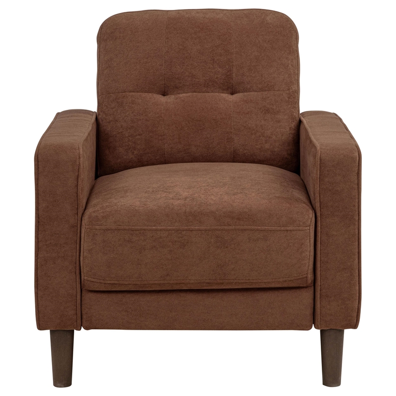Pemberly Row 3-Piece Upholstered Fabric Track Arm Sofa Set in Rust Brown
