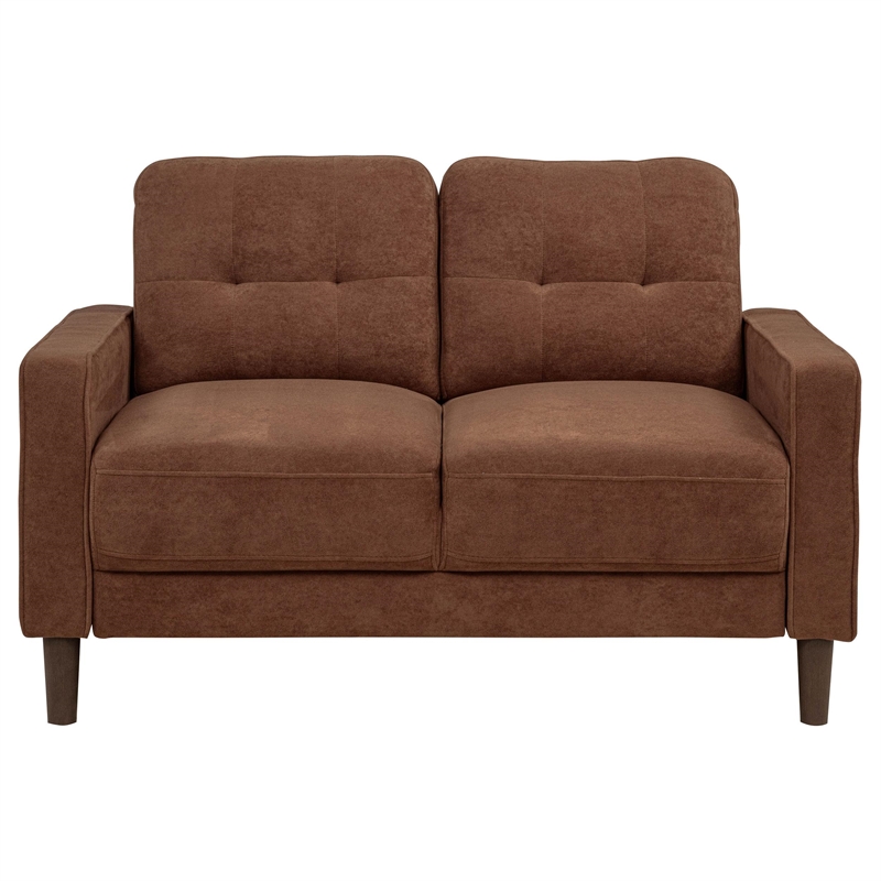 Pemberly Row 3-Piece Upholstered Fabric Track Arm Sofa Set in Rust Brown