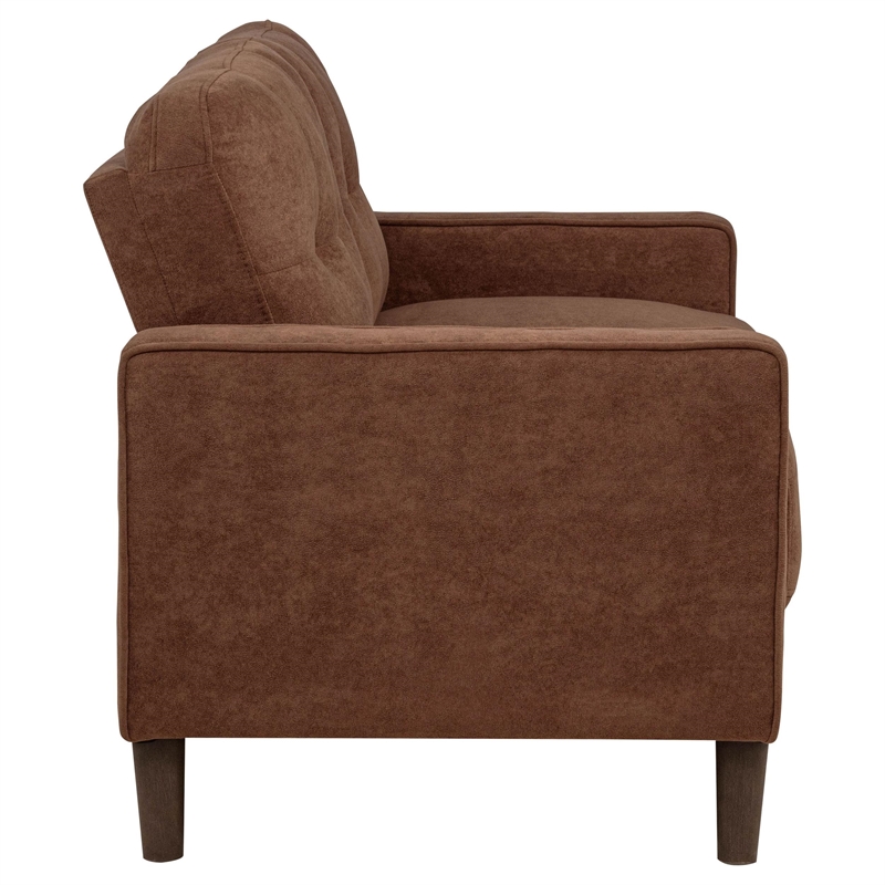Pemberly Row 3-Piece Upholstered Fabric Track Arm Sofa Set in Rust Brown