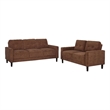 Pemberly Row 2-Piece Upholstered Fabric Track Arm Sofa Set in Rust Brown