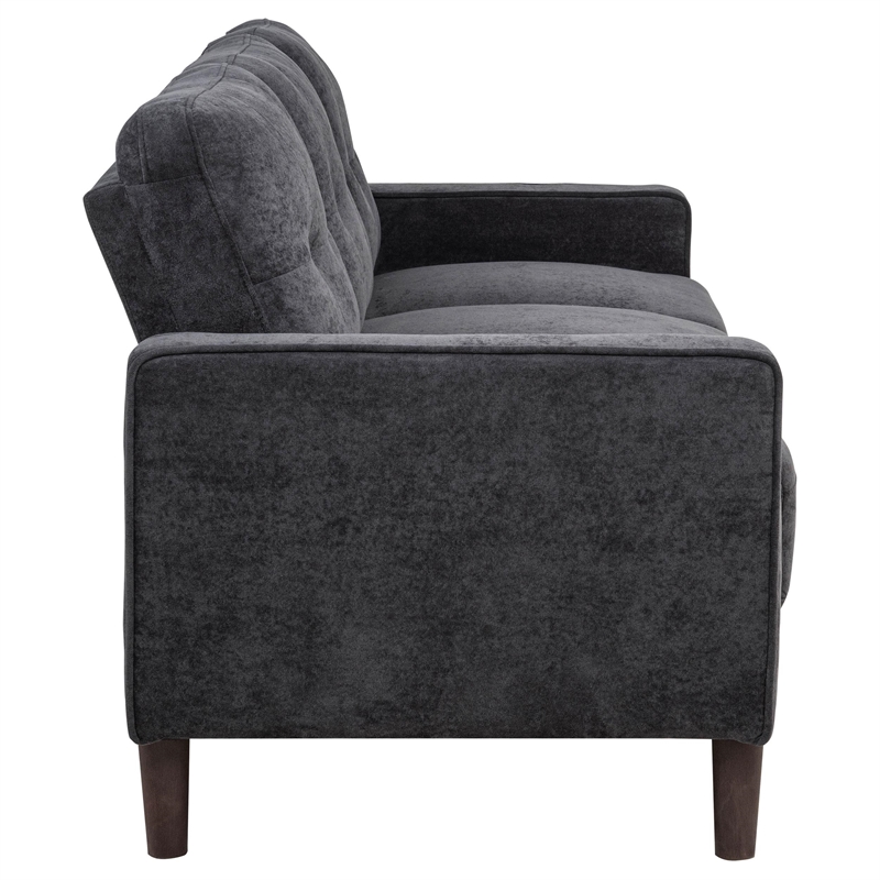 Pemberly Row 2-Piece Upholstered Fabric Track Arm Sofa Set in Steel Gray
