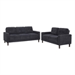 Pemberly Row 2-Piece Upholstered Fabric Track Arm Sofa Set in Steel Gray
