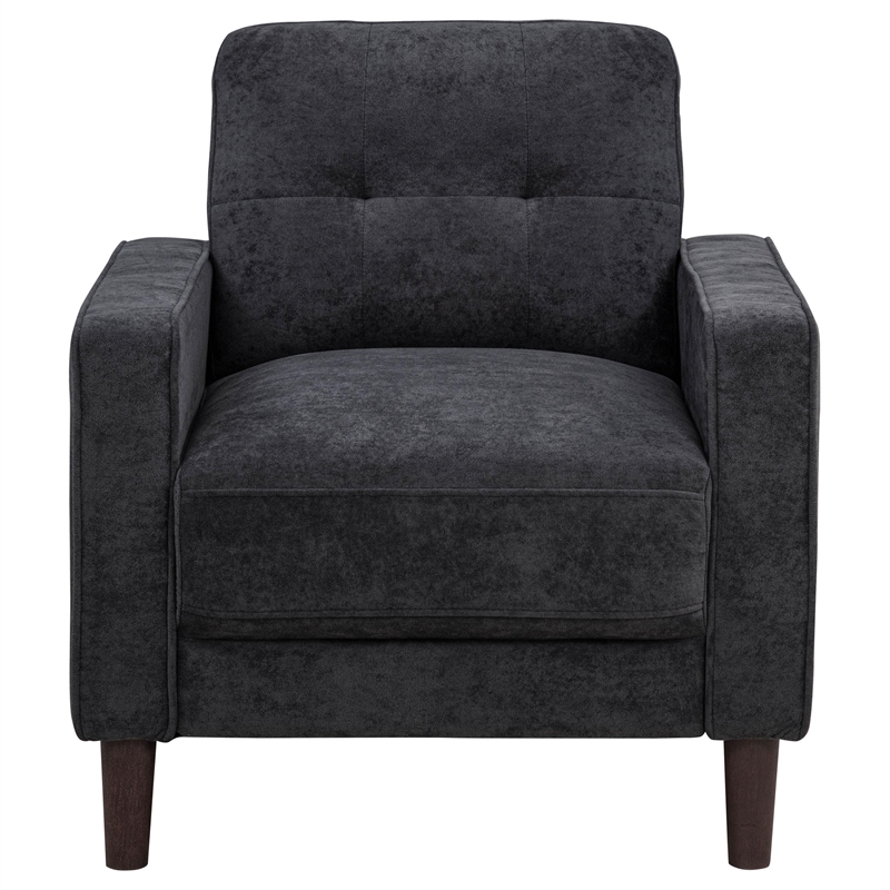 Pemberly Row 3-Piece Upholstered Fabric Track Arm Sofa Set in Steel Gray
