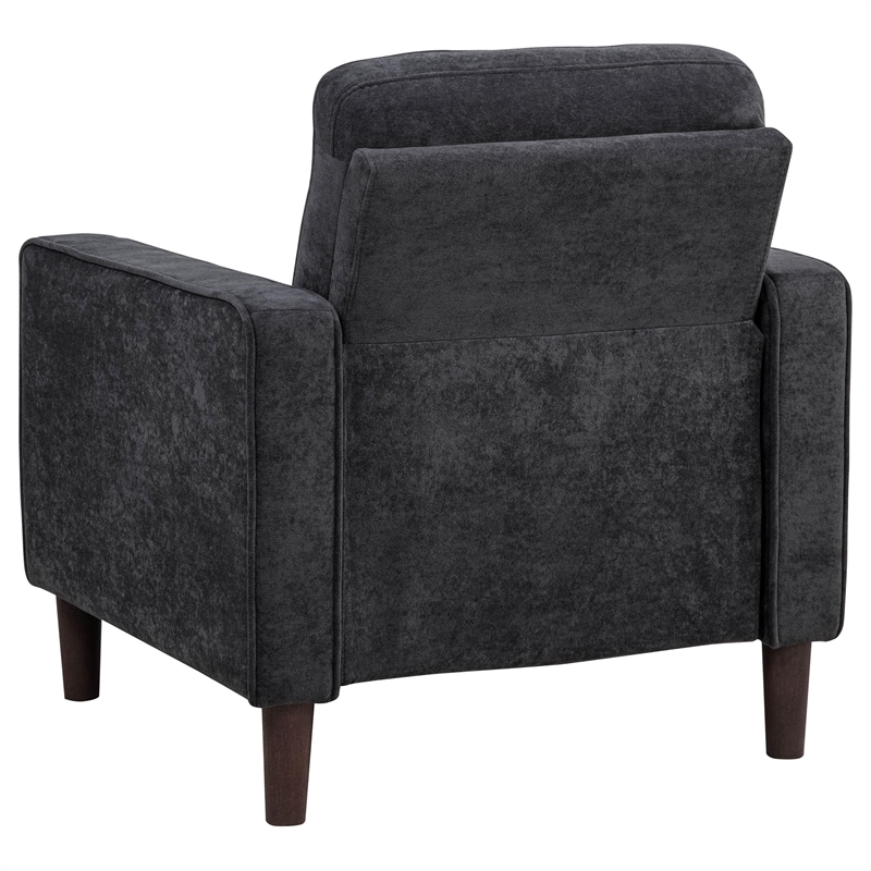 Pemberly Row 3-Piece Upholstered Fabric Track Arm Sofa Set in Steel Gray
