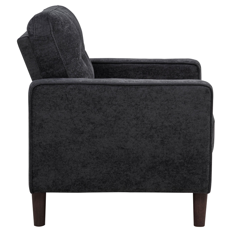 Pemberly Row 3-Piece Upholstered Fabric Track Arm Sofa Set in Steel Gray