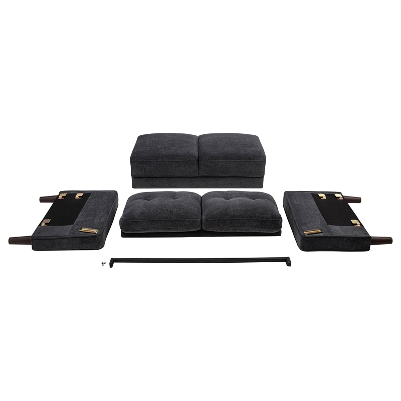 Pemberly Row 3-Piece Upholstered Fabric Track Arm Sofa Set in Steel Gray