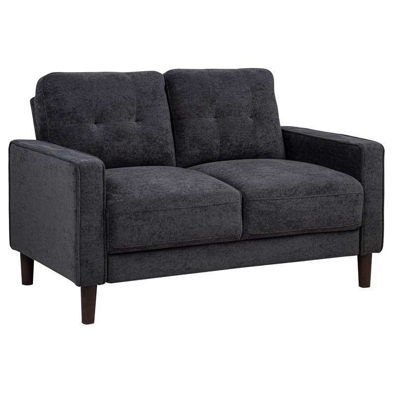 Pemberly Row 3-Piece Upholstered Fabric Track Arm Sofa Set in Steel Gray
