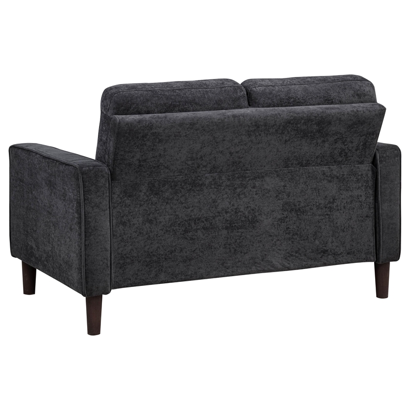 Pemberly Row 3-Piece Upholstered Fabric Track Arm Sofa Set in Steel Gray