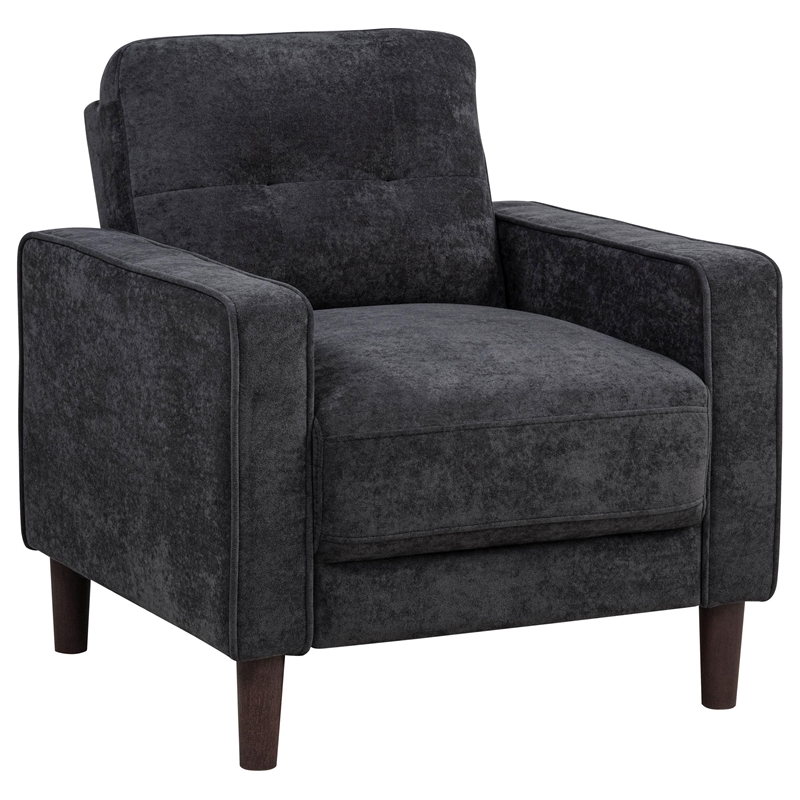 Pemberly Row 3-Piece Upholstered Fabric Track Arm Sofa Set in Steel Gray