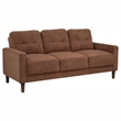 Pemberly Row Transitional Tufted Fabric Track Arm Sofa in Rust Brown