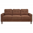 Pemberly Row Transitional Tufted Fabric Track Arm Sofa in Rust Brown