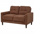 Pemberly Row Transitional Tufted Fabric Track Arm Loveseat in Rust Brown