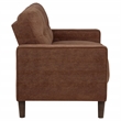 Pemberly Row Transitional Tufted Fabric Track Arm Loveseat in Rust Brown