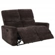 Pemberly Row Upholstered Chenille Reclining Loveseat in Dark Brown