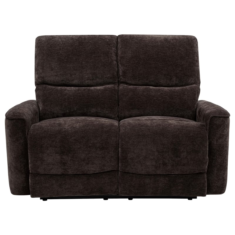Pemberly Row Upholstered Chenille Reclining Loveseat in Dark Brown
