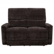 Pemberly Row Upholstered Chenille Reclining Loveseat in Dark Brown