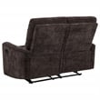 Pemberly Row Upholstered Chenille Reclining Loveseat in Dark Brown
