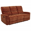 Pemberly Row Upholstered Chenille Reclining Sofa in Burnt Orange