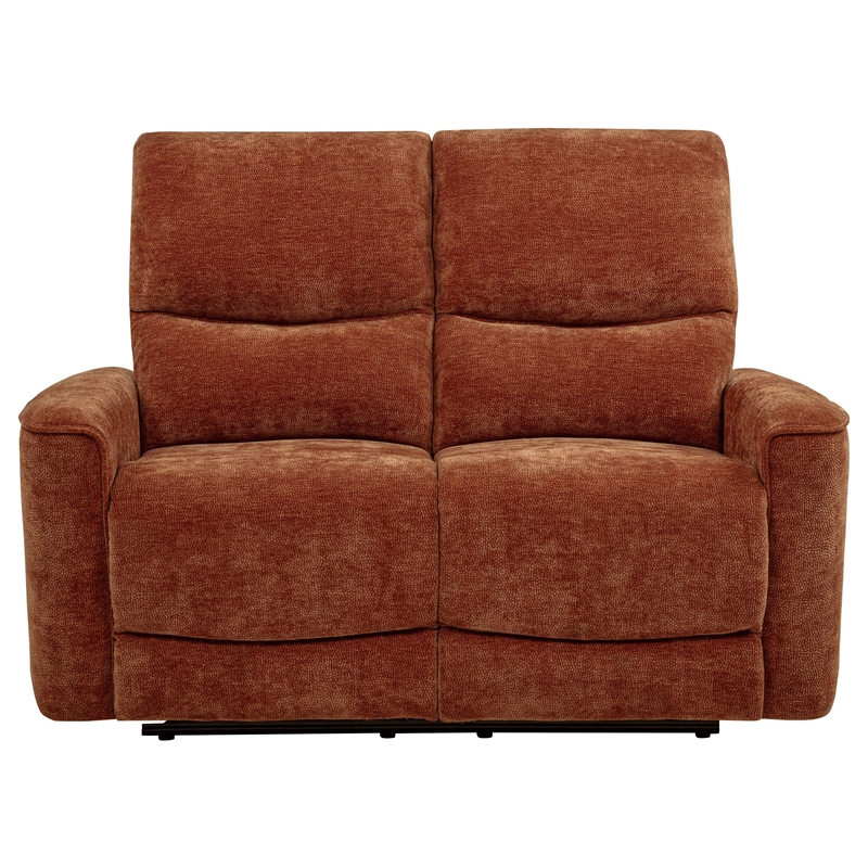 Pemberly Row Upholstered Chenille Reclining Loveseat in Burnt Orange