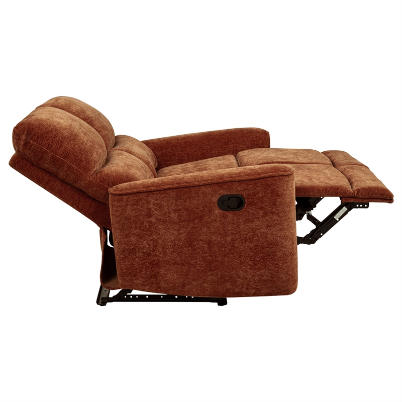 Pemberly Row Upholstered Chenille Reclining Loveseat in Burnt Orange