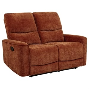 Pemberly Row Upholstered Chenille Reclining Loveseat in Burnt Orange
