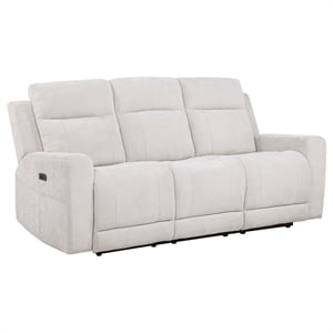 Pemberly Row Upholstered Chenille Power Reclining Sofa in Ivory White