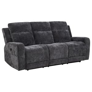 Pemberly Row Upholstered Chenille Power Reclining Sofa in Dark Gray