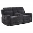 Pemberly Row Upholstered Chenille Power Reclining Loveseat in Dark Gray