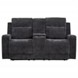 Pemberly Row Upholstered Chenille Power Reclining Loveseat in Dark Gray