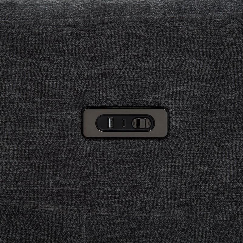 Pemberly Row Upholstered Chenille Power Reclining Loveseat in Dark Gray