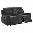 Pemberly Row Upholstered Chenille Power Reclining Loveseat in Dark Gray