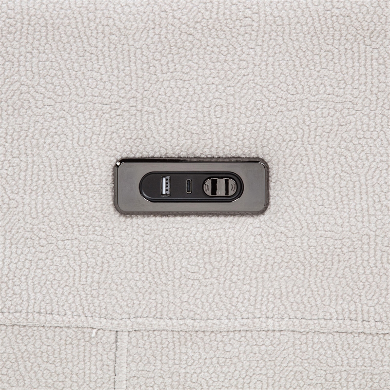 Pemberly Row Transitional Upholstered Chenille Power Recliner in Ivory