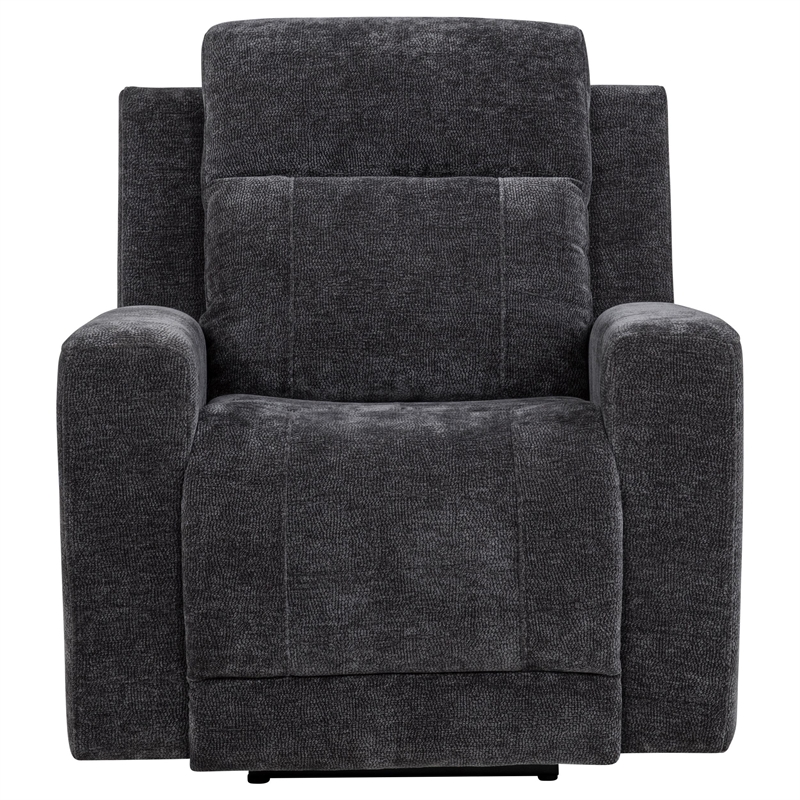 Pemberly Row Transitional Chenille Power Recliner Chair in Dark Gray