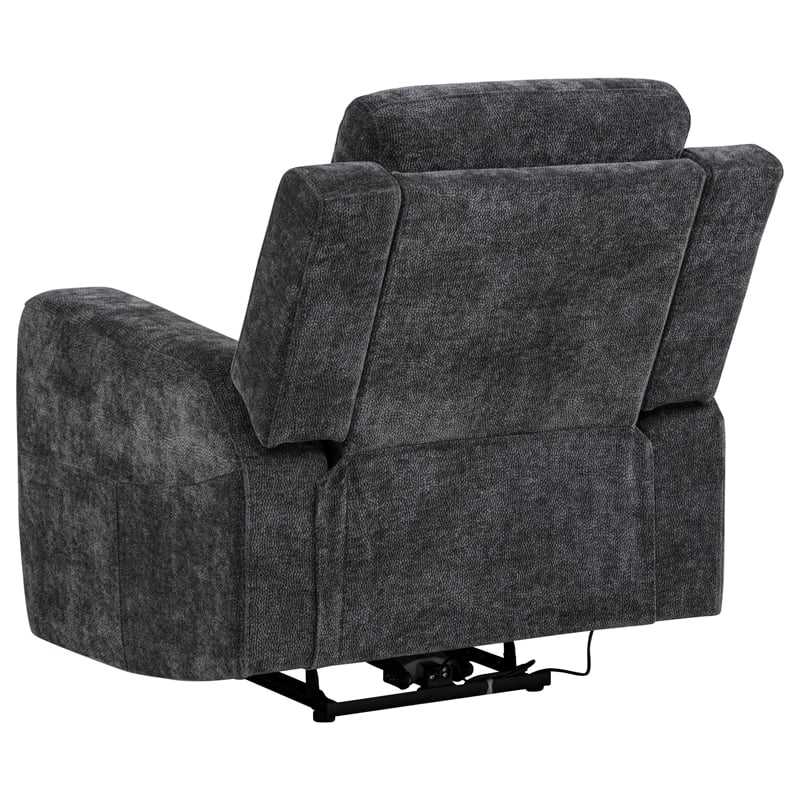 Pemberly Row Transitional Chenille Power Recliner Chair in Dark Gray