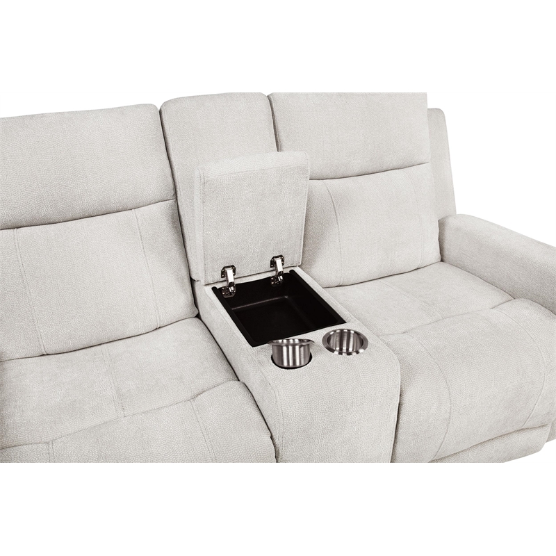 Pemberly Row 2-Piece Chenille Power Reclining Sofa Set in Ivory White