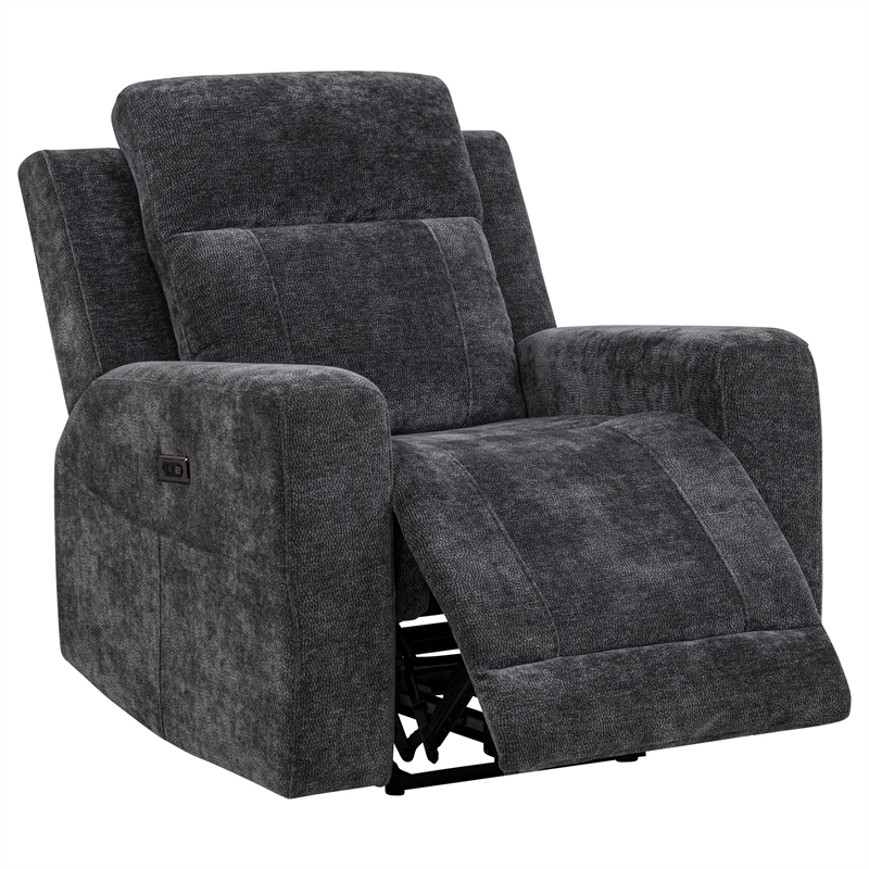 Pemberly Row 3-Piece Chenille Power Reclining Sofa Set in Dark Gray